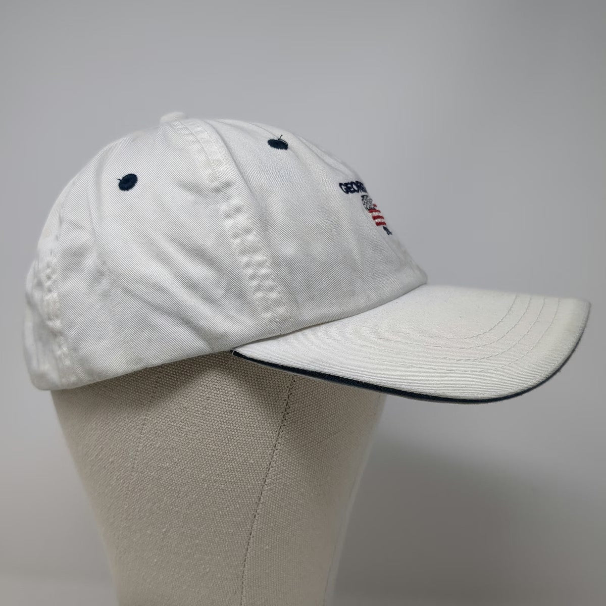 Camp David Baseball Cap White Blue One Size George W Bush 2004 American Flag hat