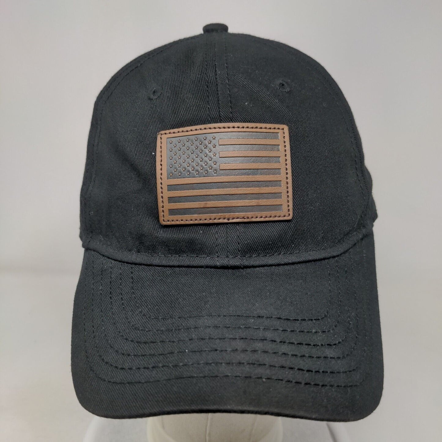 American Flag Strapback Hat Black One Size Adjustable Patriotic 6 Panel