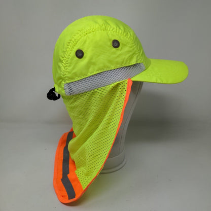 Unbranded Toggle Back Sun Hat Green One Size Neck Flap Reflective Vent Holes