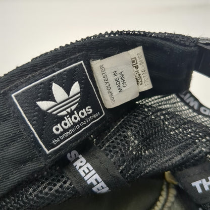 Adidas Trucker Hat Black OSFM Trefoil Logo Patch Rope Mesh Back Snapback Foam
