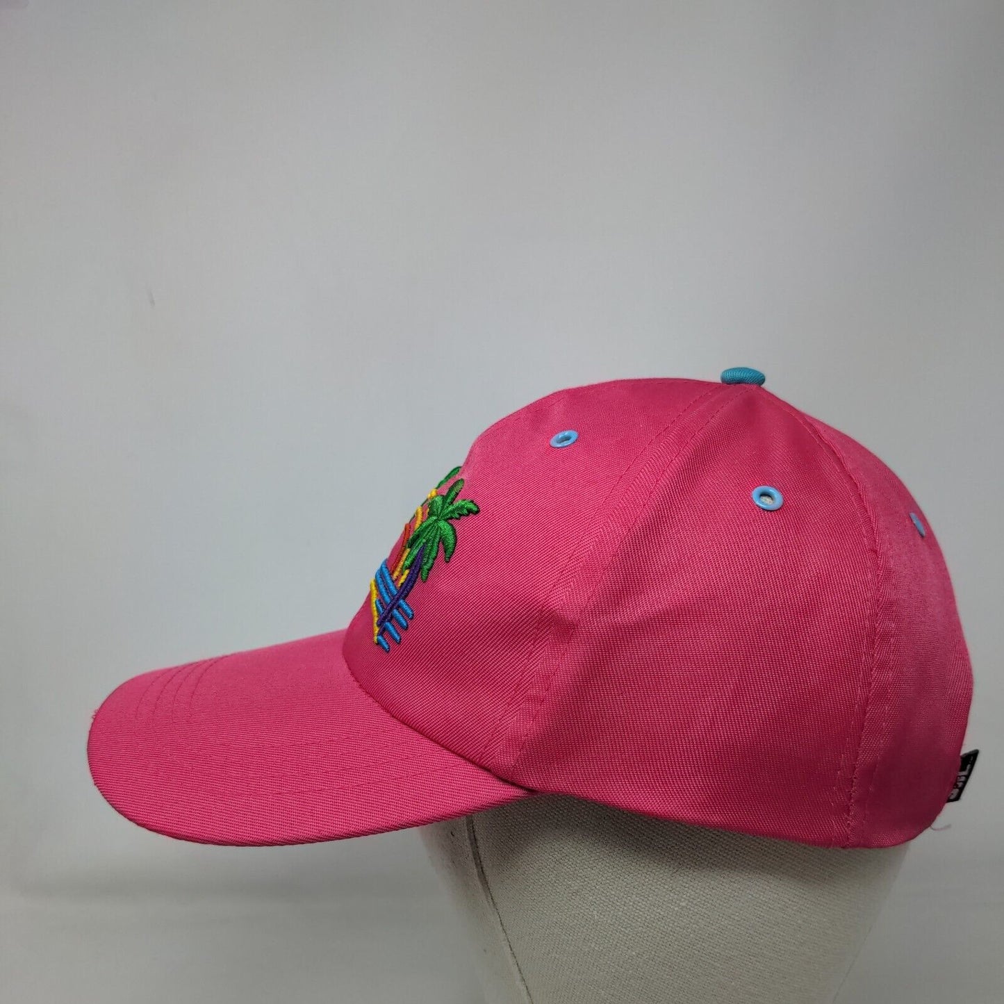 Palm Trees Strapback Hat Pink One Size Adjustable Embroidered 6 Panel SOL