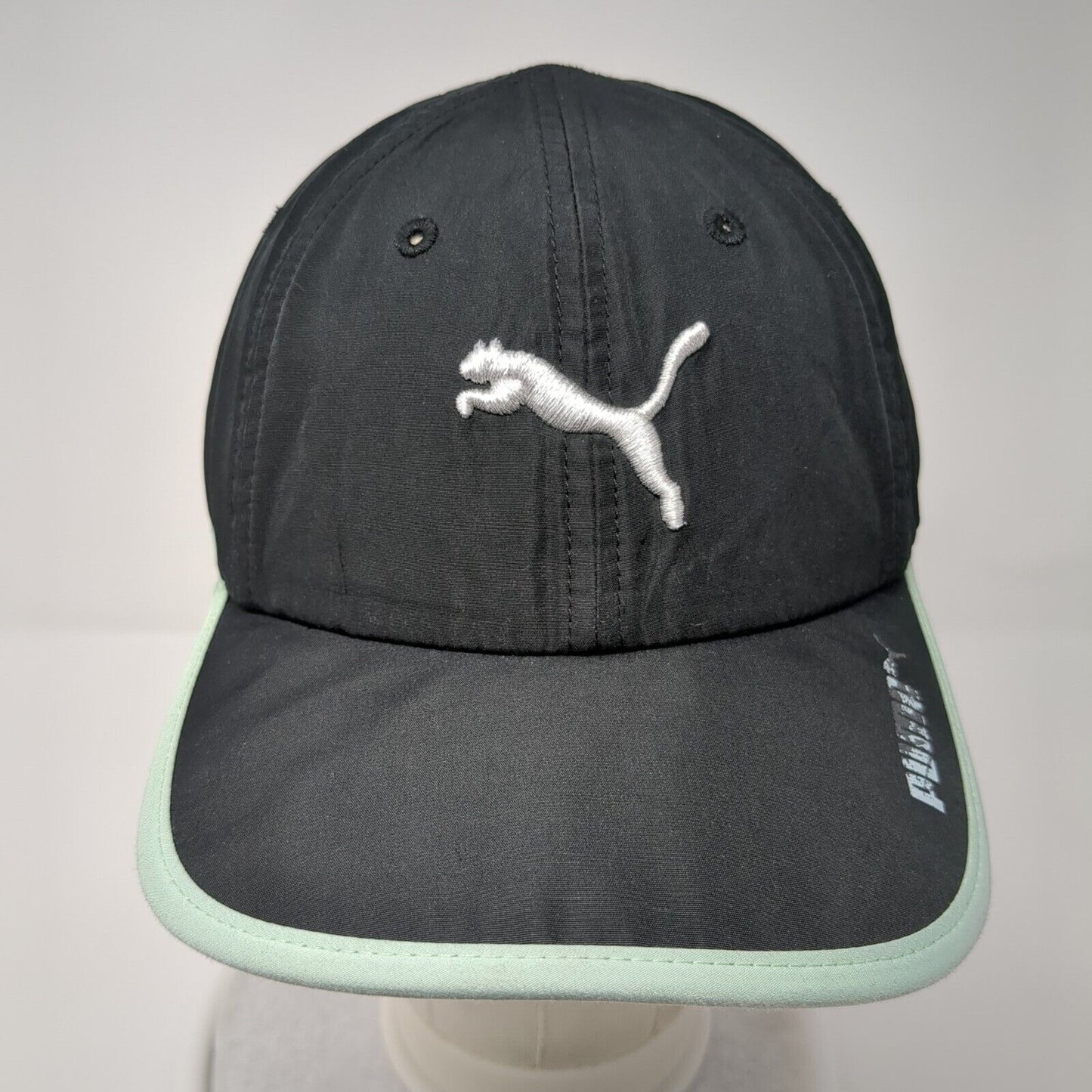 PUMA Strapback Hat Black One Size Adjustable Embroidered Green Trim
