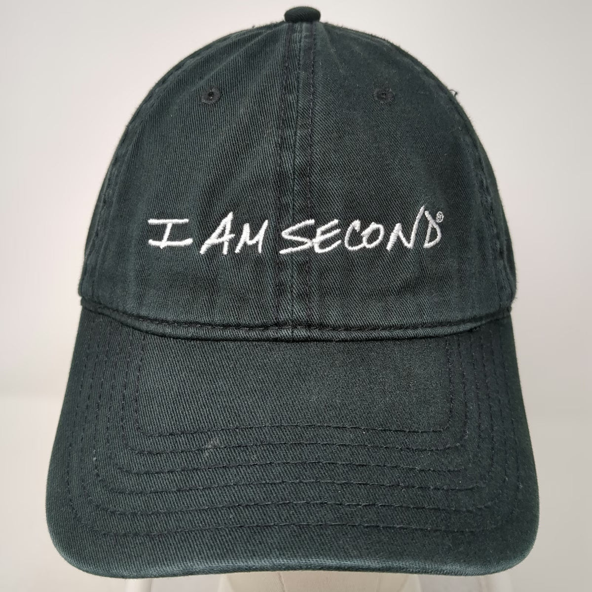 OTTO I Am Second Baseball Cap Black One Size Embroidered Cotton Slideback Hat