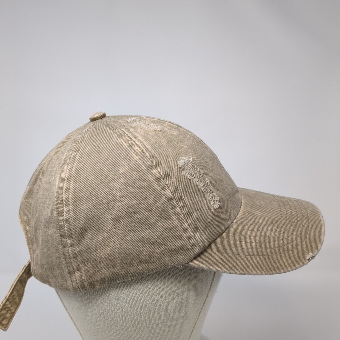 David And Young Slideback Hat Tan One Size Adjustable Distressed 6 Panel