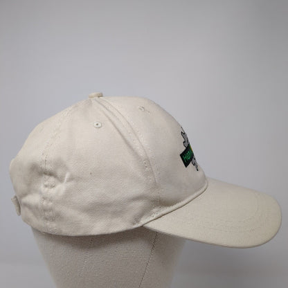Heavy Motions Strapback Hat Tan One Size Adjustable Embroidered Vented Holes