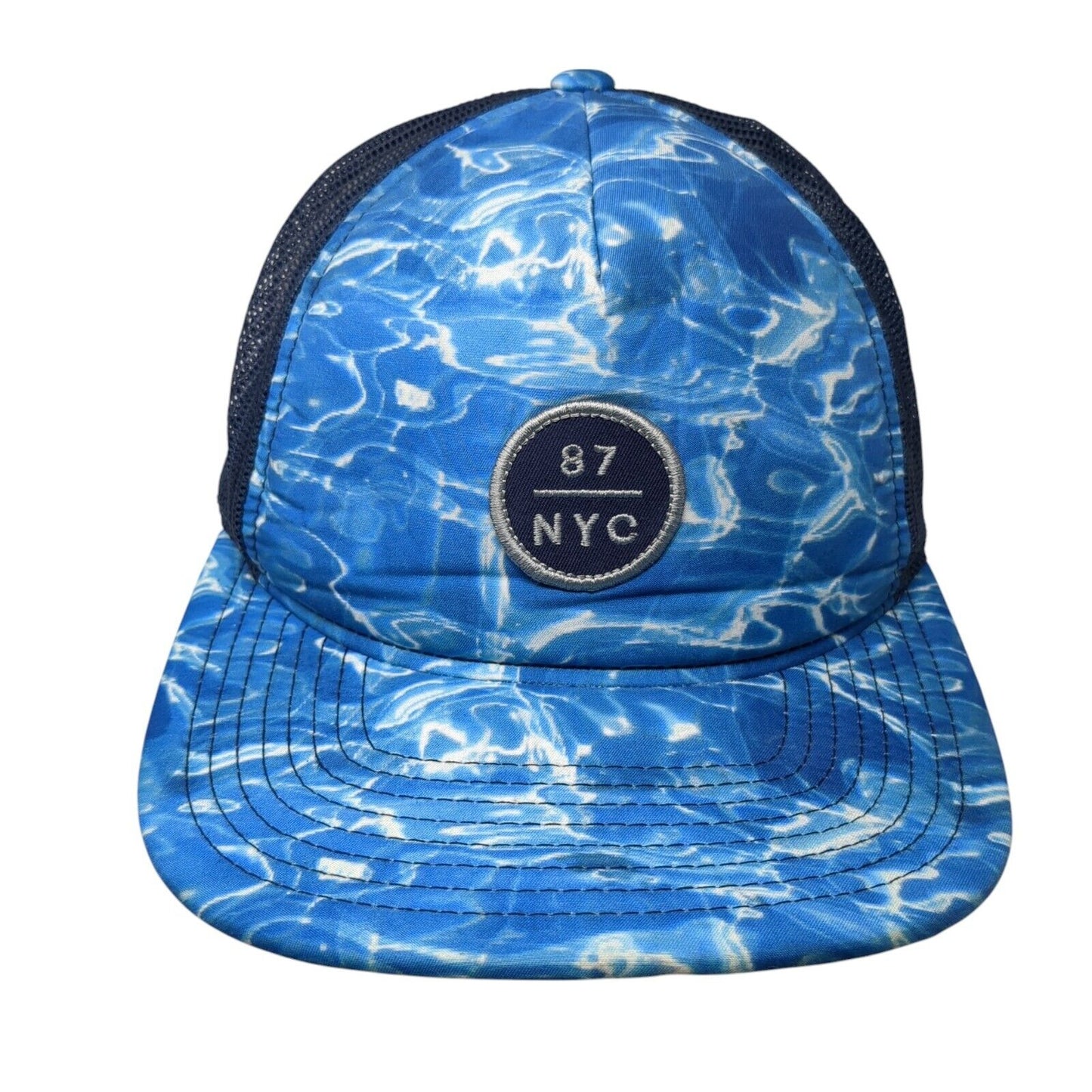 87 NYC Snapback Trucker Hat Blue One Size Adjustable Mesh Back Aeropostale