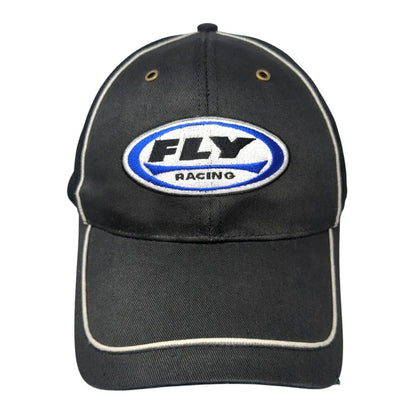 Fly Racing Strapback Hat Black One Size Adjustable Embroidered 6 Panel