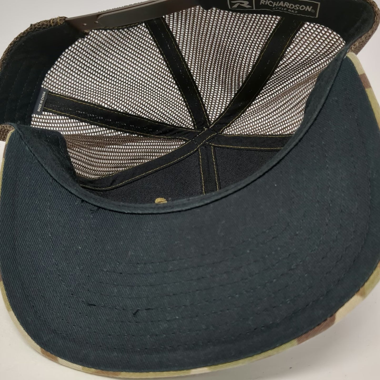 Richardson Trucker Hat Green Camo One Size RMEF Patch Mesh Back Snapback Hunting