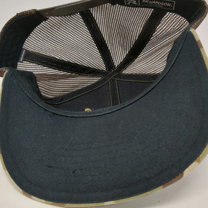 Richardson Trucker Hat Green Camo One Size RMEF Patch Mesh Back Snapback Hunting