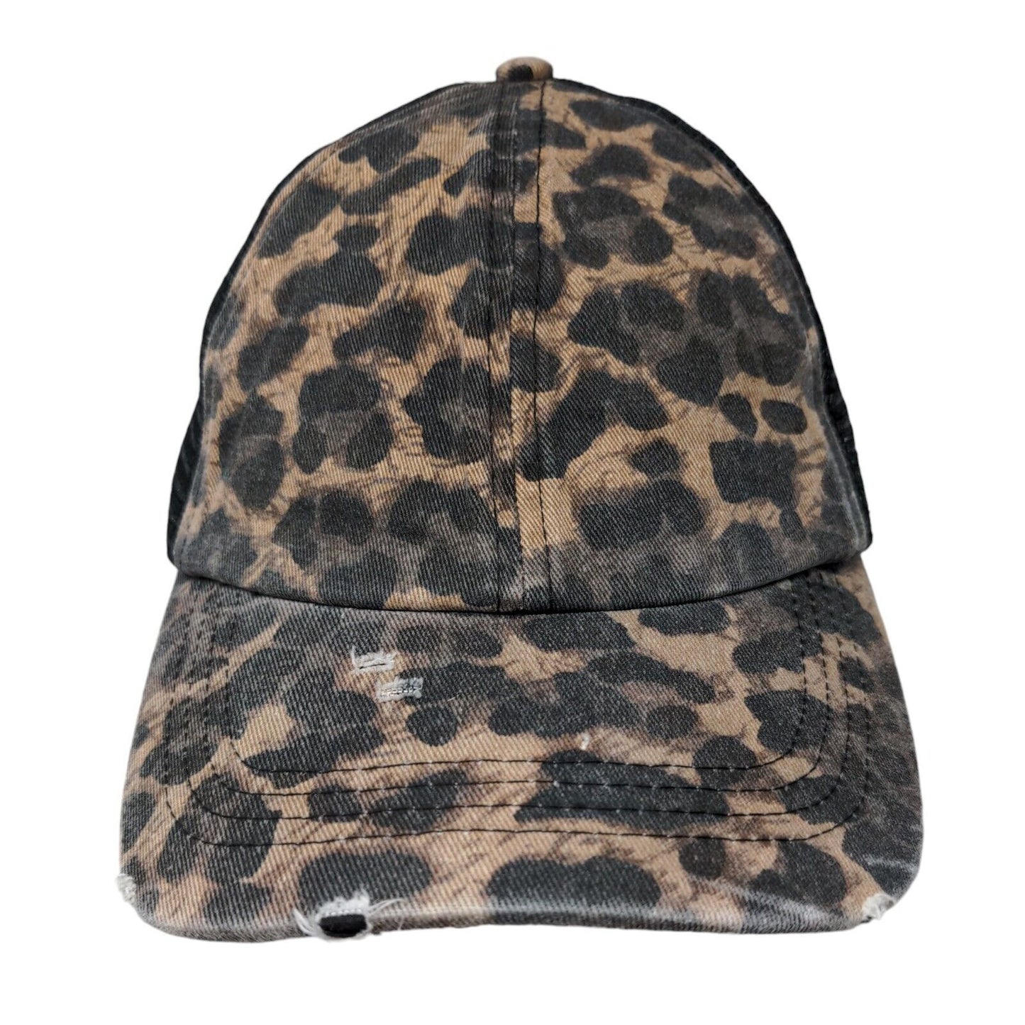 David and Young Trucker Hat Multicolor OSFM Leopard Mesh Back Distressed