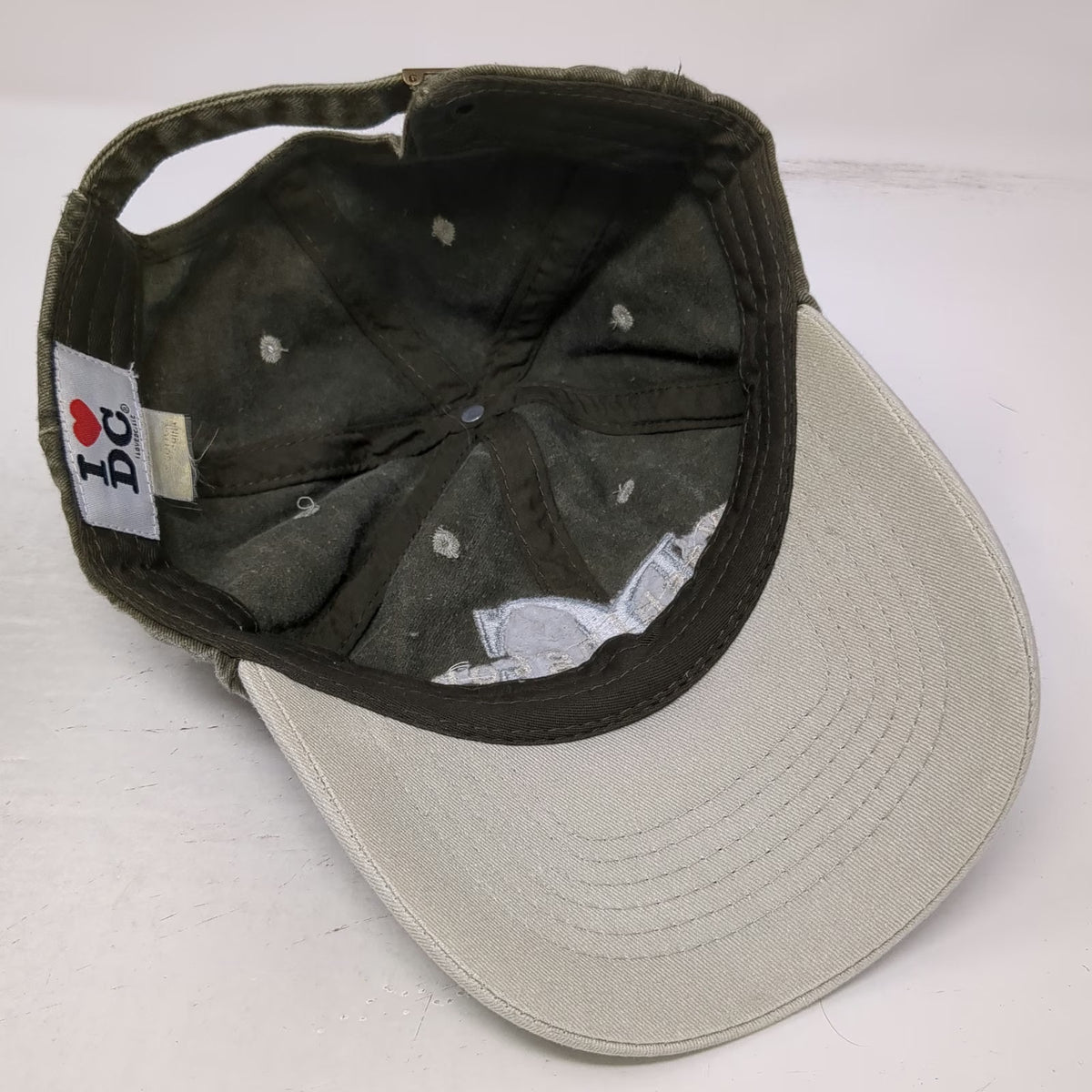 I Love DC Baseball Cap Green Beige One Size Washington DC USA Flag Souvenir Hat