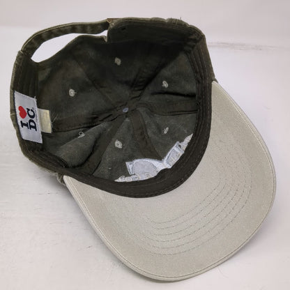 I Love DC Baseball Cap Green Beige One Size Washington DC USA Flag Souvenir Hat