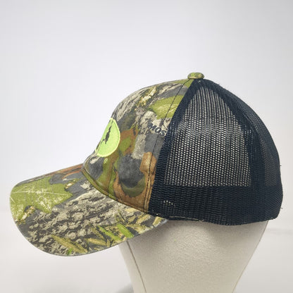 Mossy Oak Baseball Cap Green Black Camo One Size Mesh Back Strapback Hat Hunting
