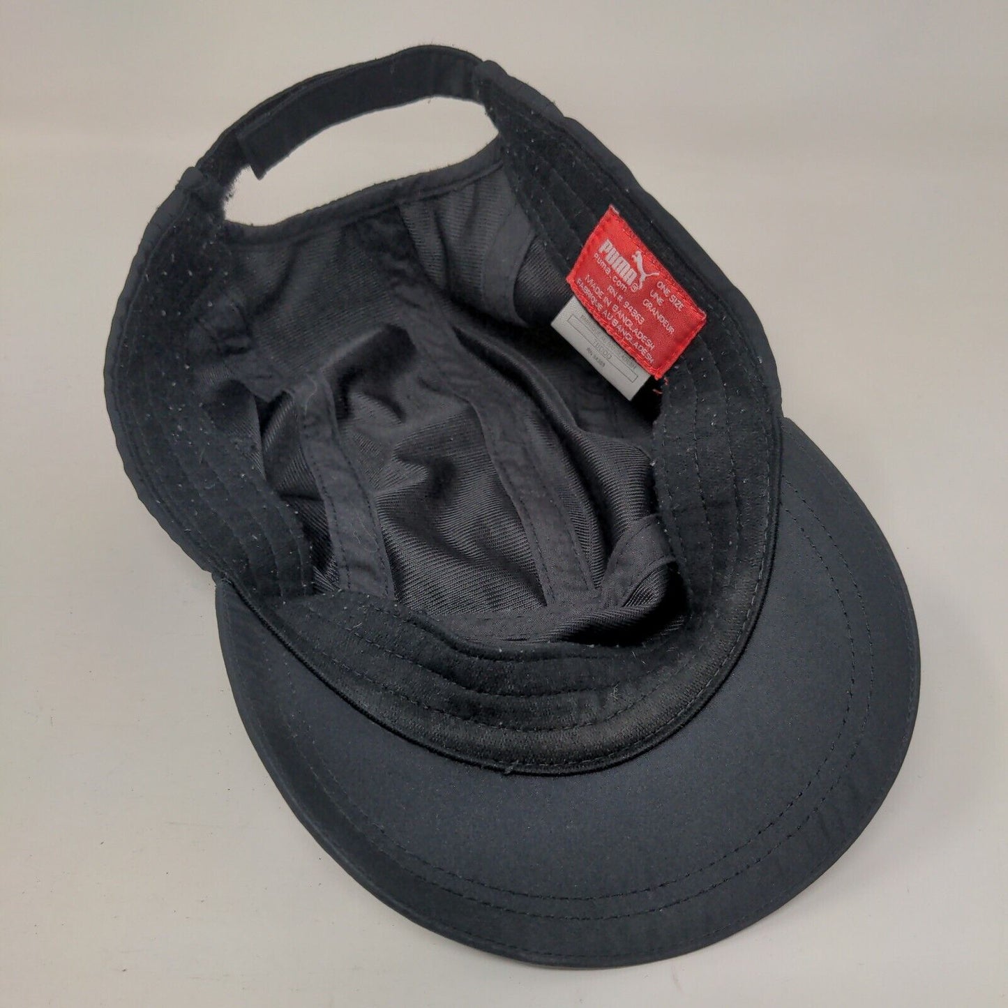 PUMA Strapback 5 Panel Hat Black One Size Adjustable Solid Vent Holes