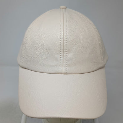 Wyeth Baseball Cap Beige One Size Faux Leather Textured Solid Strapback Hat