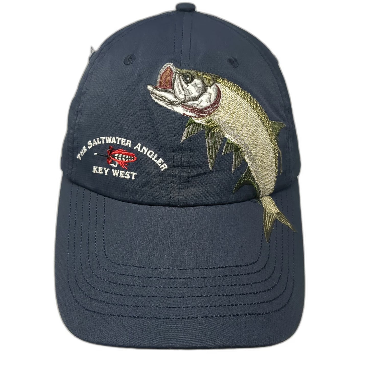 The Saltwater Angler Baseball Cap Blue One Size Embroidered Fish Key West Hat