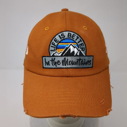 Life Is Better In The Mountains Slideback Hat Orangish-Brown OSFA Solid