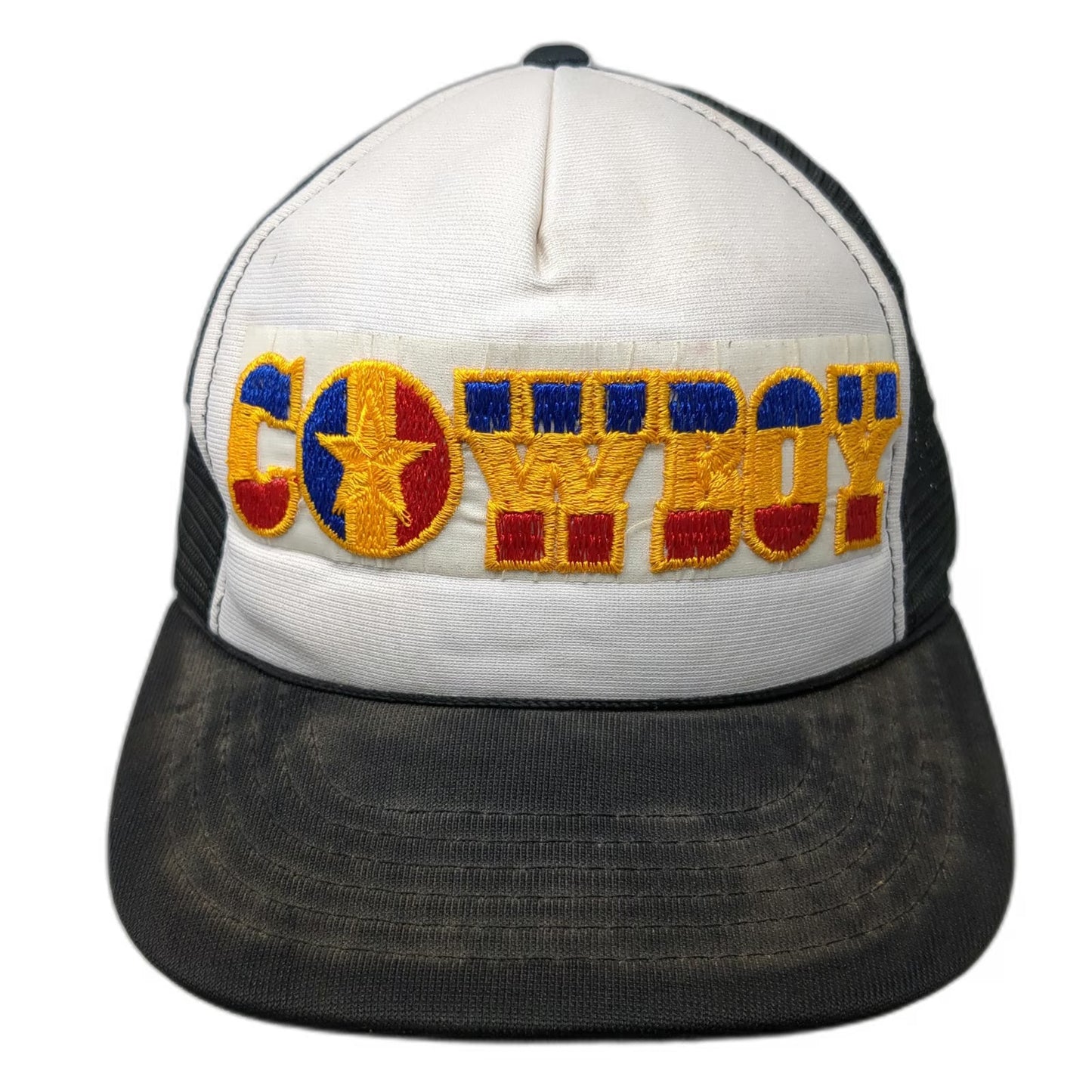 Youngan Cowboy Star Patch Trucker Hat Black Vintage Mesh Snapback Foam Front