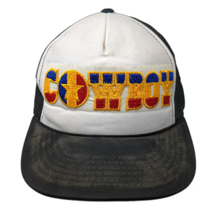 Youngan Cowboy Star Patch Trucker Hat Black Vintage Mesh Snapback Foam Front