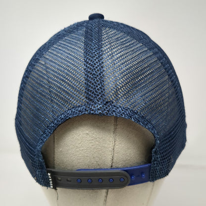 Outdoor Cap Trucker Hat Blue One Size Mesh Snapback Rubber Patch Honeycomb Logo