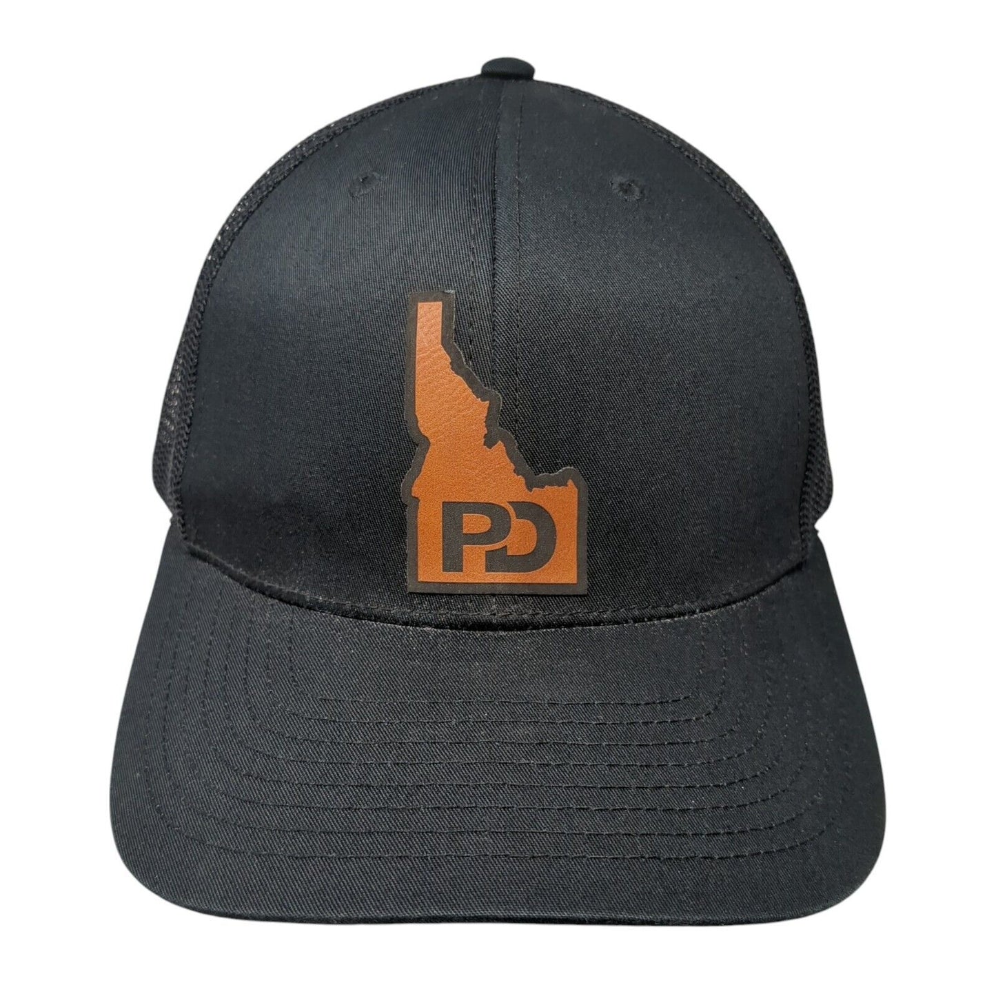 PD Idaho Snapback Trucker Hat Black One Size Adjustable Mesh Back Richardson