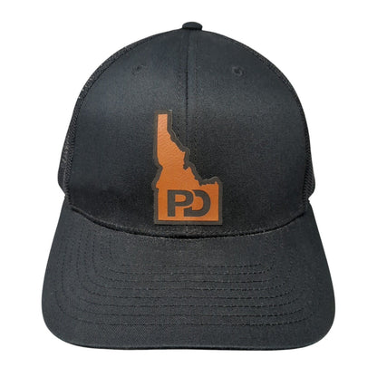 PD Idaho Snapback Trucker Hat Black One Size Adjustable Mesh Back Richardson