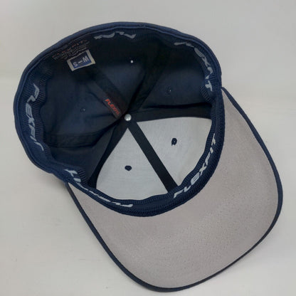 Yupoong Fitted Hat Blue S/M Flexfit Lightweight Vented Holes 6 Panel Blank