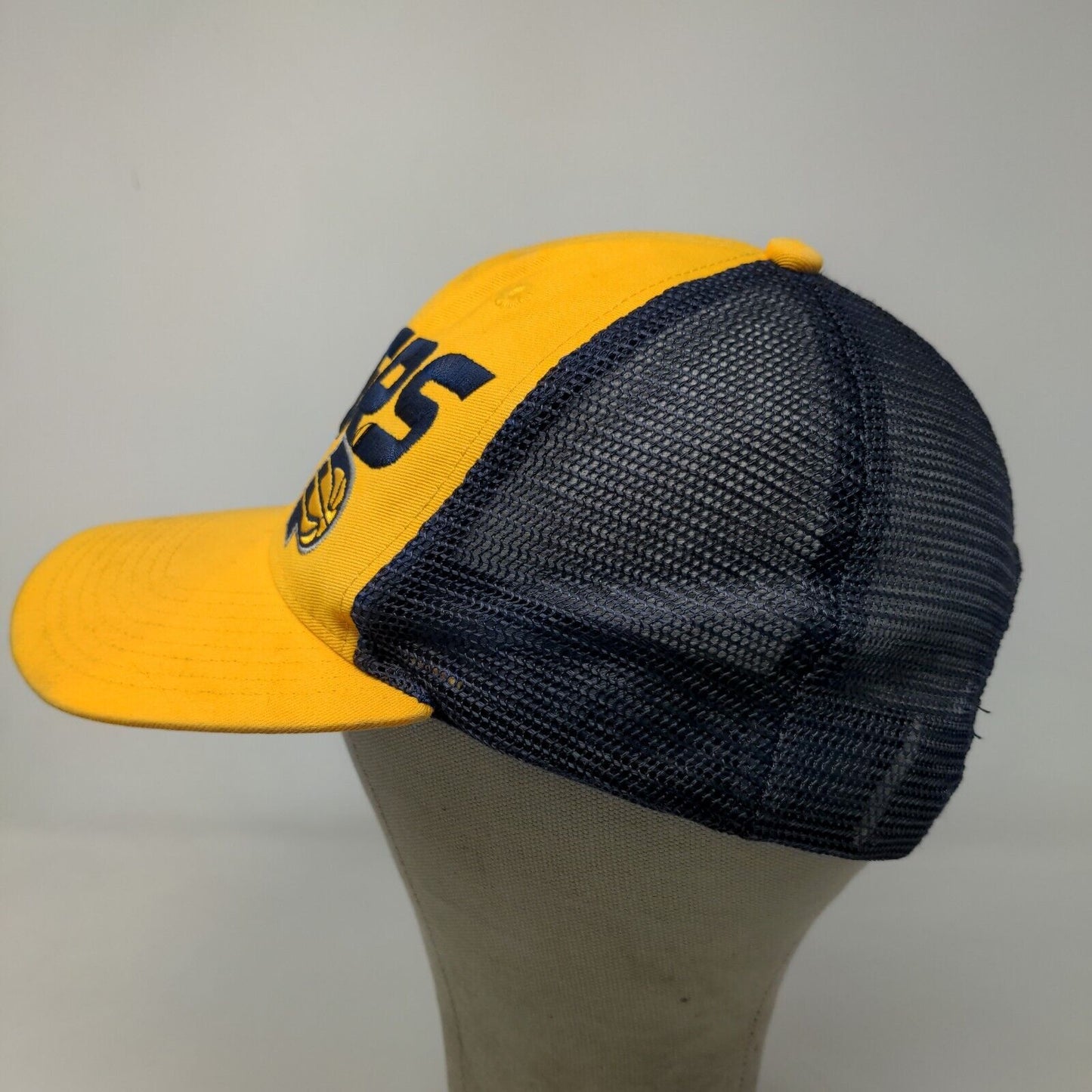 Main Gate Men's Snapback Mesh Back Hat Yellow Blue Indiana Pacers Logo