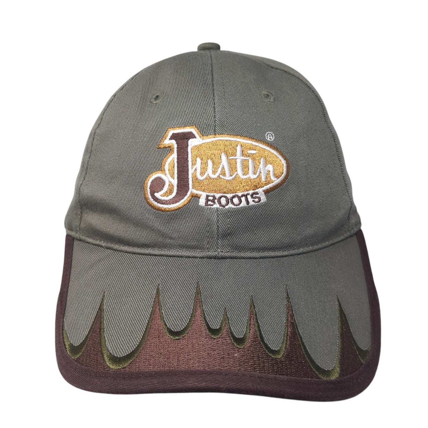 Justin Boots Strapback Hat Brown One Size Adjustable Embroidered Outdoor