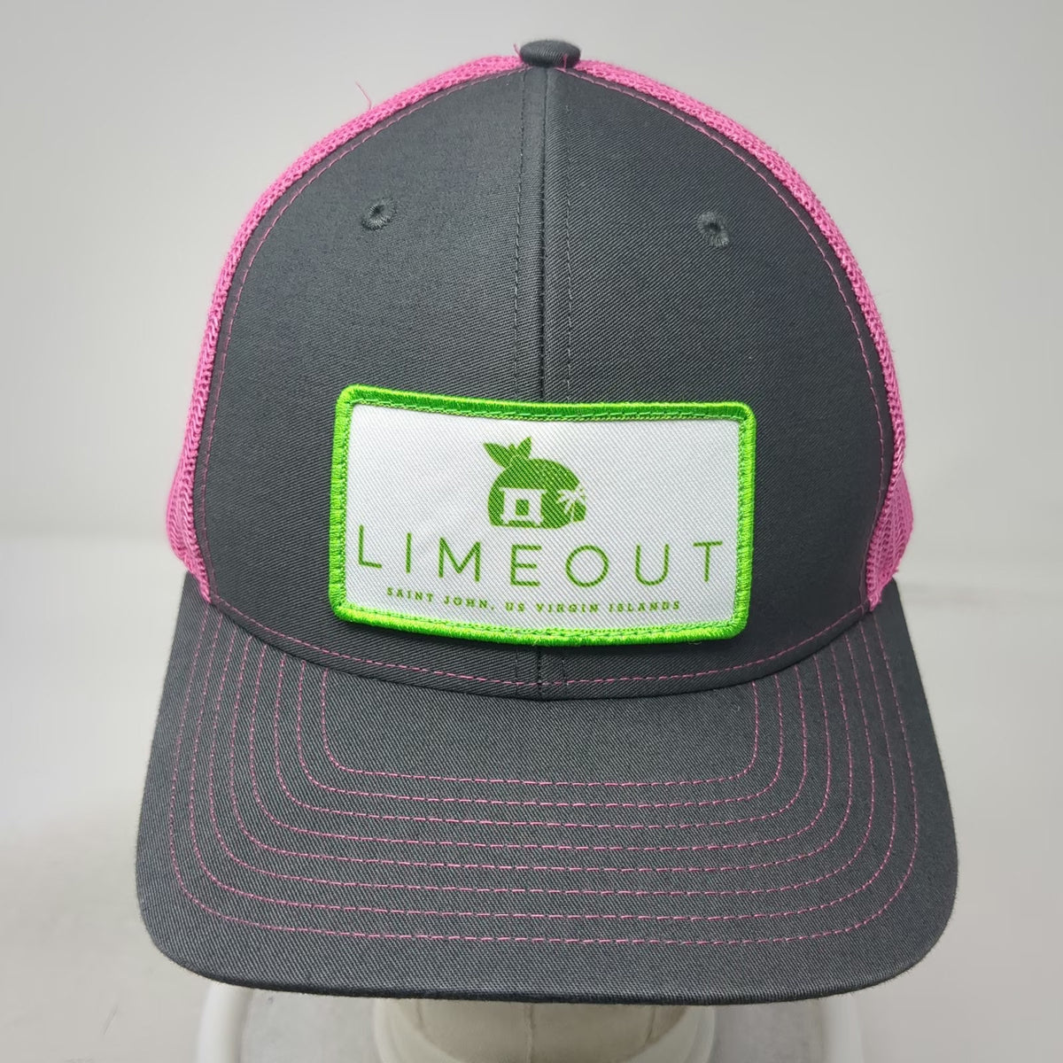 Richardson Trucker Hat Gray Pink One Size Mesh Patch Lime Out Saint John VI