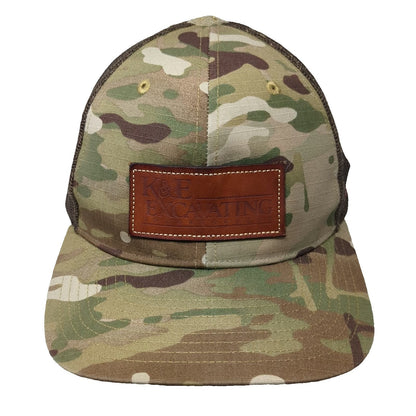Richardson Trucker Hat Green Camo One Size Leather Patch American Flag Mesh