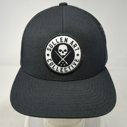 Sullen Art Collective Trucker Hat Black One Size Skull Paintbrush Mesh Snapback