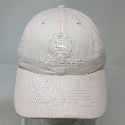 John Deere Baseball Cap Pink One Size Embroidered Logo Slideback Hat Cotton