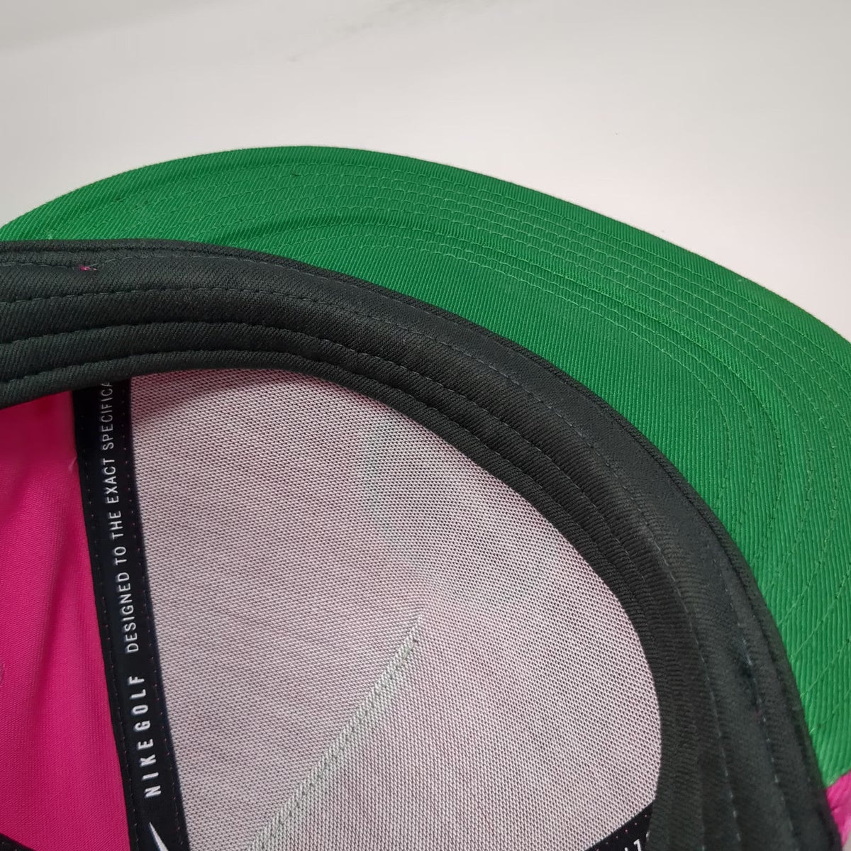 Nike 5 Panel Pink One Size Snapback Hat Golf Swoosh Patch Rope Green Underbill