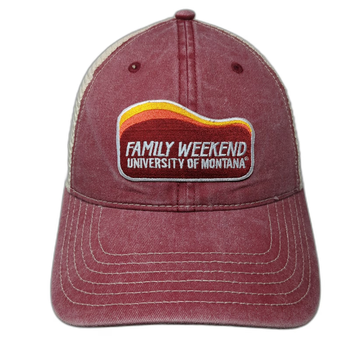 Cap America Trucker Hat Red One Size University of Montana Family Weekend Mesh