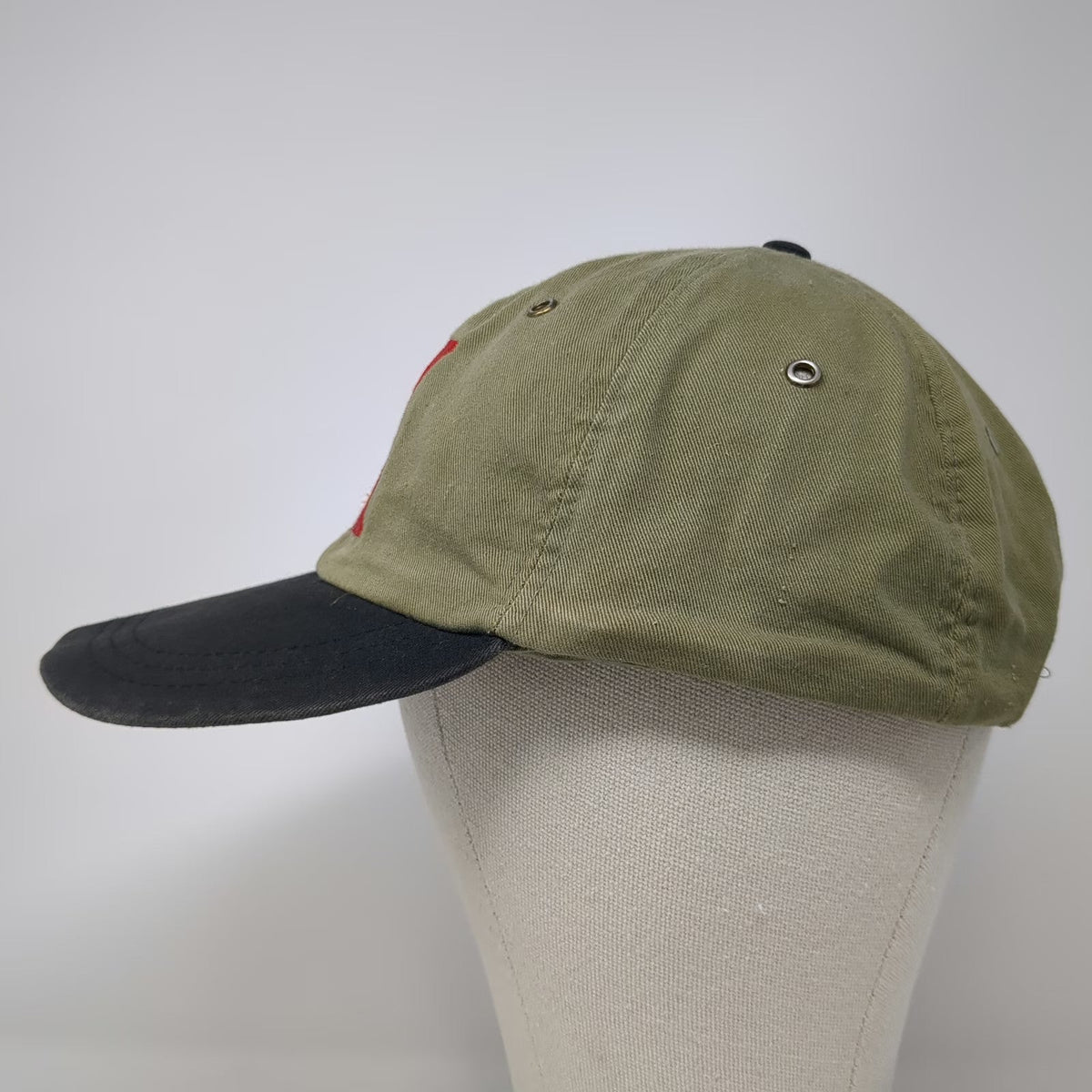 Baseball Cap Green Black Red One Size Mickey Mouse Embroidered Metal Eyelets Hat
