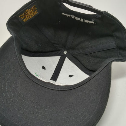 Yupoong Snapback Hat Black One Size USS Easy Safe Clean Logo Structured 6 Panel