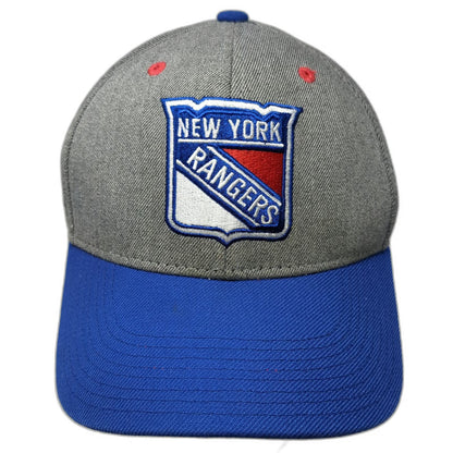 New York Rangers NHL Adidas Gray Blue OSFM Strapback Cap Hat Embroidered Shield