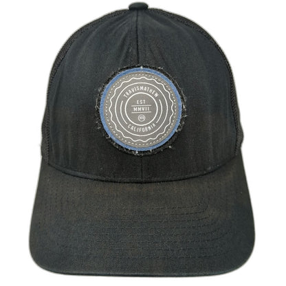 TravisMathew Trucker Hat Black Blue One Size Mesh Back Snapback Flexfit 110