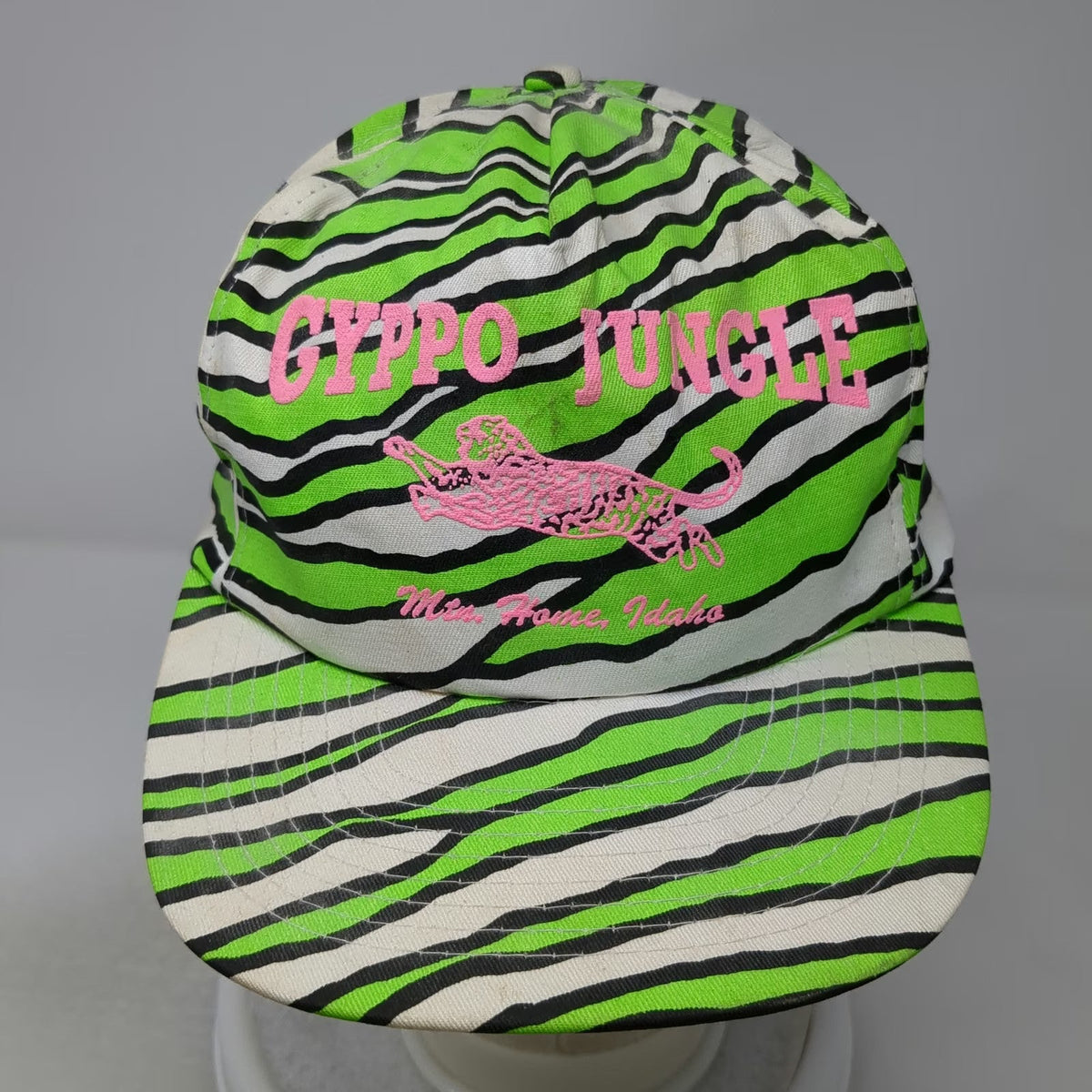 Mohr's 5 Panel Green Zebra Hat One Size Snapback Pink Gyppo Jungle Idaho