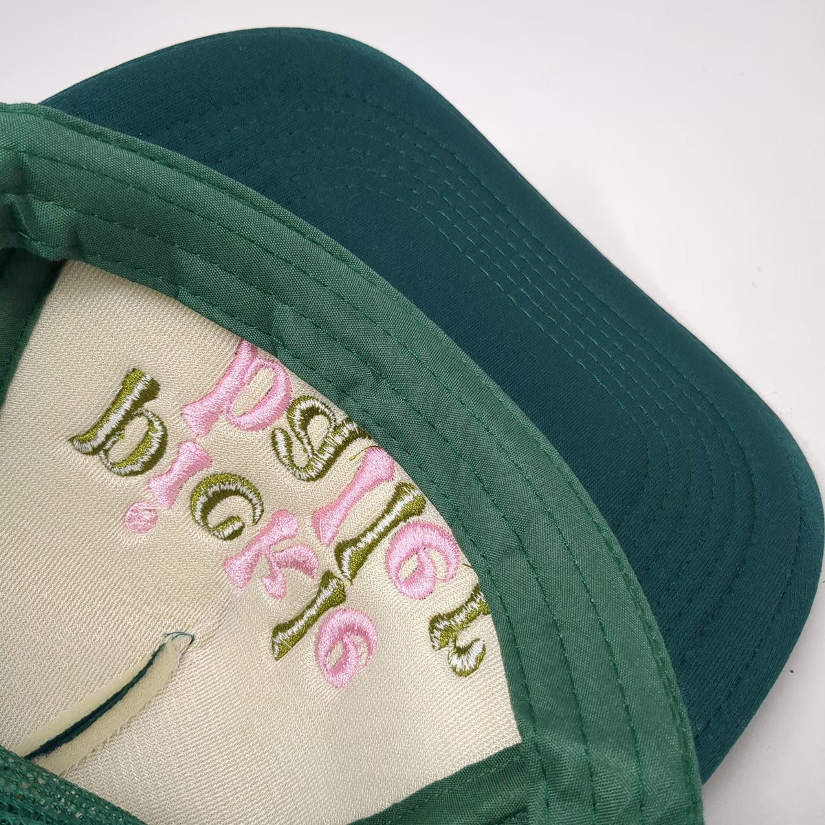 The Darling Effect Pickle Baller Trucker Hat Green One Size Mesh Snapback Retro