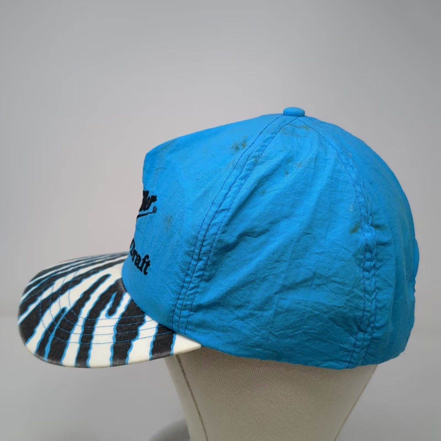 Miller Genuine Draft Hat Trucker Blue OS Snapback Zebra Embroidered Vintage