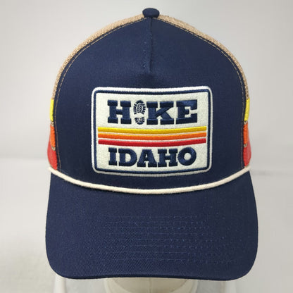 Salty Bear Trucker Hat Blue One Size Hike Idaho Mesh Snapback Rope Side Stripes