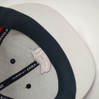 Fox Baseball Cap Black Red White 7 5/8 Flat Brim Embroidered 210 Fitted Hat