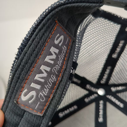 Simms Trucker Hat Gray One Size Mesh Snapback Fishing Logo Patch Adjustable