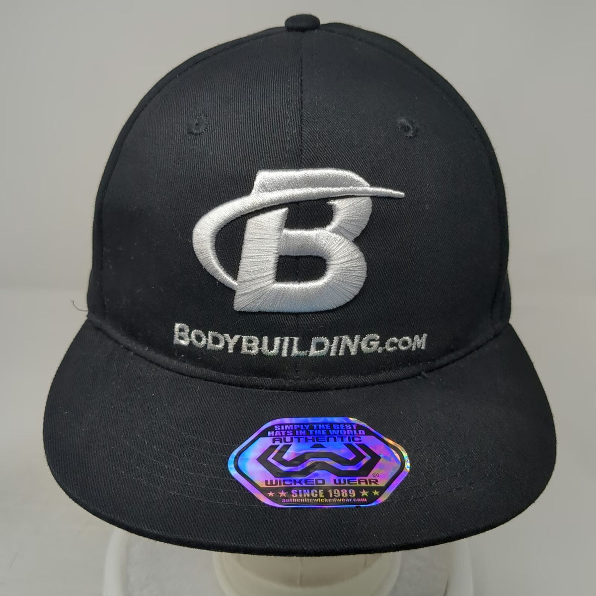 Wicked Wear Snapback Hat Black One Size Bodybuilding Logo Gym Fitness Flat Brim