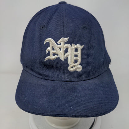 NY Fitted Hat Blue XL 7 3/4-8 Embroidered Premium Original Flat Hatco