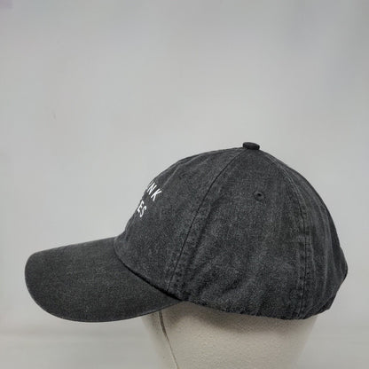 Drunk Vibes Slideback Hat Gray One Size Leather Strap Lined Adams