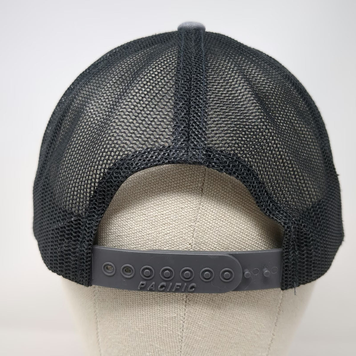 Pacific Headwear Trucker Hat Gray Black One Size Merrick Logo Mesh Snapback Cap