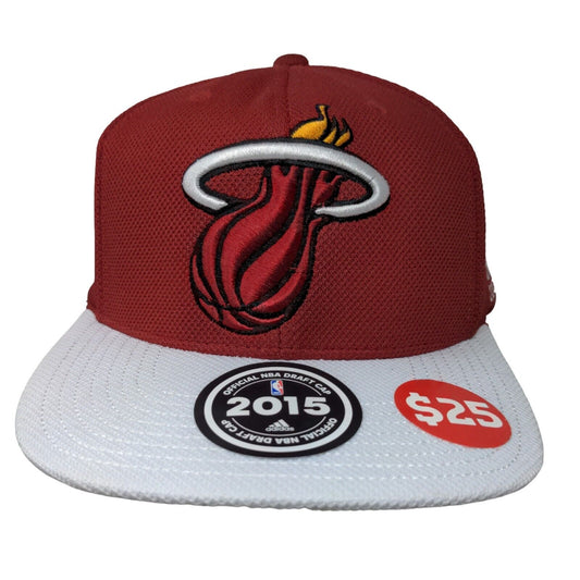 Adidas NBA Snapback Hat Red OSFA Embroidered Miami Heat Adjustable